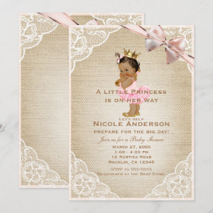 Invitation Petite Princesse Vintage Bébé Fille Rustique Showe