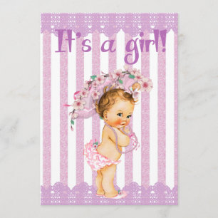 Invitation Petite princesse violette et blanche Baby shower I