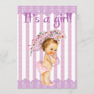 Invitation Petite princesse violette et blanche Baby shower I