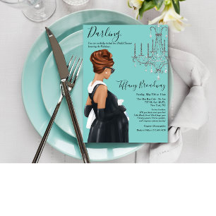 Invitation Petite robe noire Baby shower en verre bleu