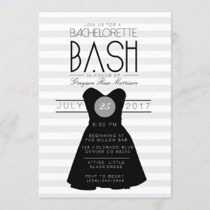Invitation Petite robe noire Bachelorette Bash Partie