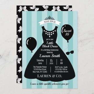 Invitation Petite robe noire Douce 16 Anniversaire