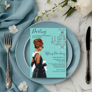 Invitation Petite robe noire Fête des mariées en verre bleu