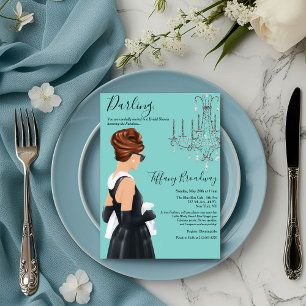 Invitation Petite Robe Noire Glamour Fête de Mariage Bleu