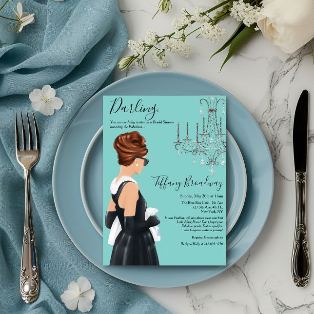 Invitation Petite Robe Noire Glamour Fête de Mariage Bleu (Créateur téléchargé)