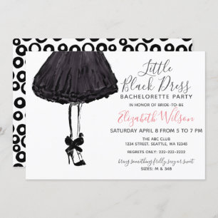 Invitation Petite robe noire haute talons Bachelorette Party