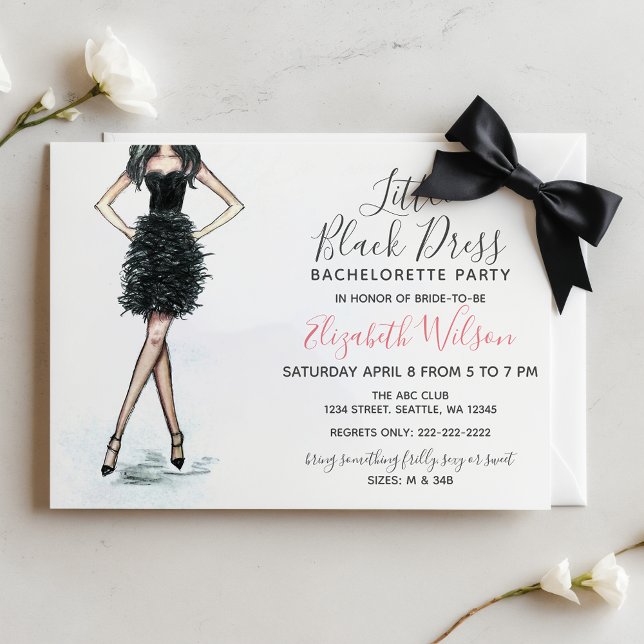 Invitation Petite robe noire haute talons Bachelorette Party (Little Black Dress High Heels Bachelorette Party Invitation)