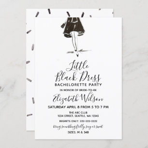 Invitation Petite robe noire haute talons Bachelorette Party