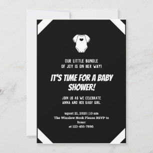 Invitation Petite robe Simple Baby shower noir blanc