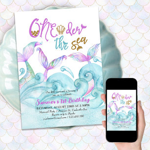 Invitation Petite sirène au bord de la mer 1er anniversaire