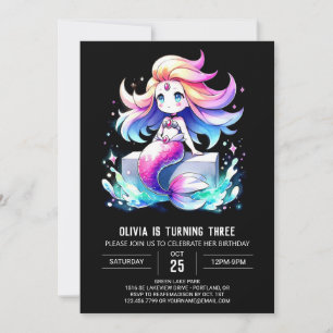 Invitation Petite sirène magique Anniversaire