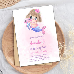Invitation Petite sirène rose