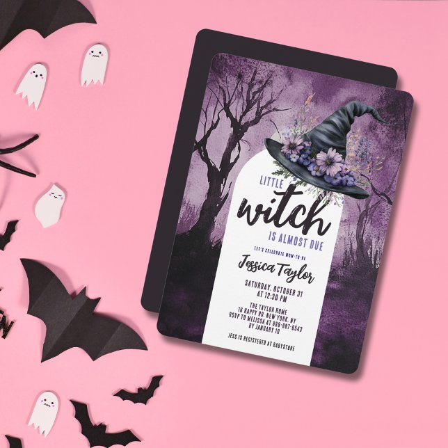 Invitation Petite Sorcière Presque à Terme Chapeau Halloween  (Créateur téléchargé)