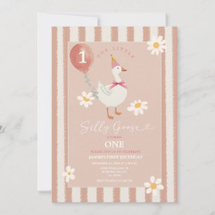 Invitation Petite sotte Goose Daisy Girl 1er anniversaire