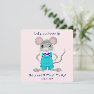 Invitation Petite souris adorable et élégante coutume Anniver