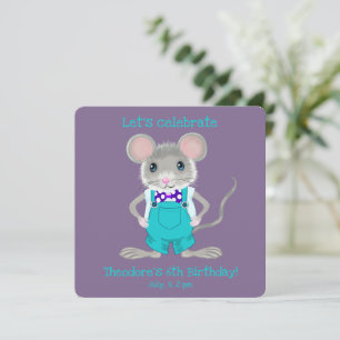 Invitation Petite souris adorable et élégante coutume Anniver