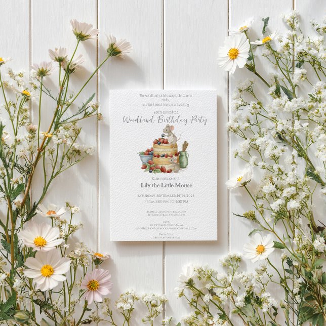 Invitation Petite souris avec gâteau d'anniversaire Anniversa (Créateur téléchargé)