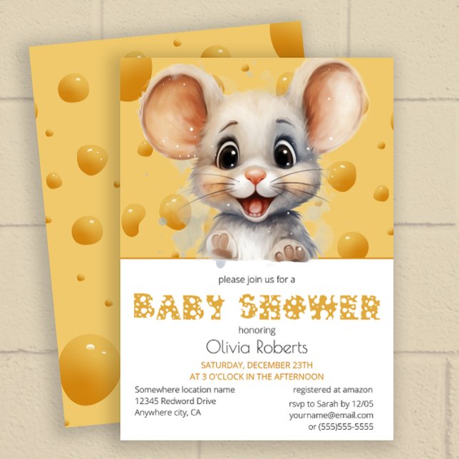 Invitation Petite souris dans le Baby shower au fromage (Créateur téléchargé)
