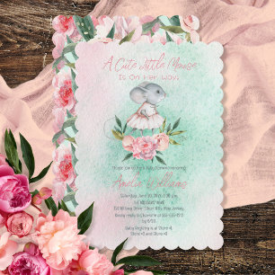 Invitation Petite Souris Mignonne Est En Chemin Fille Bébé Sp