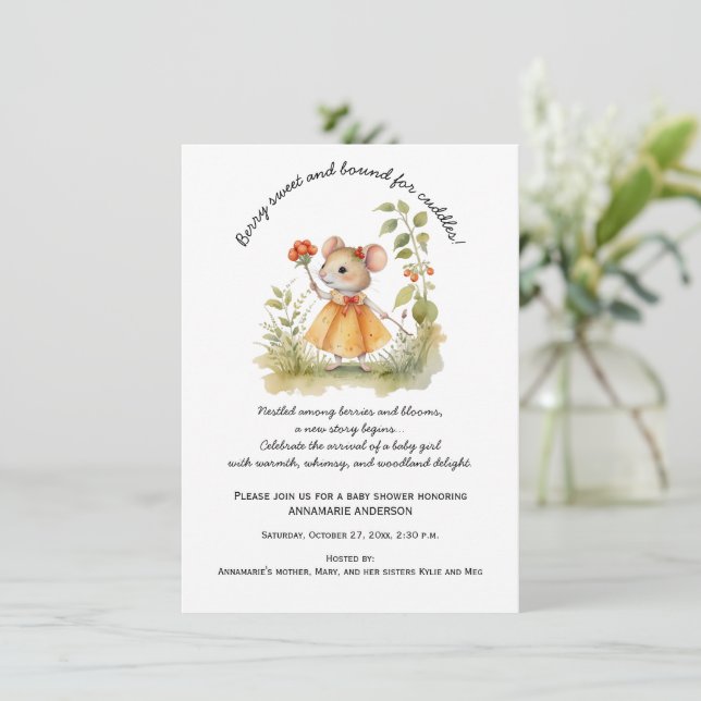 Invitation Petite souris Whimsical dans le Baby shower du jar (Debout devant)