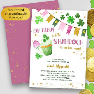 Invitation Petite St patrick Shamrock fille Oh Baby shower
