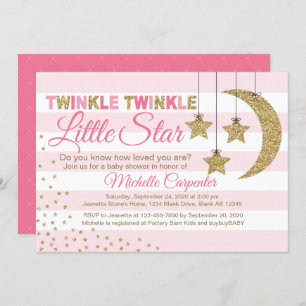 Invitation Petite star de l'baby shower Pink Gold