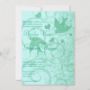 Invitation Petite taille peut changer Mint Blue Birds & Swirl