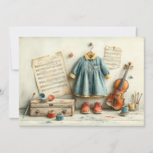 Invitation Petite violoniste - 1ère fille d'anniversaire (Devant)