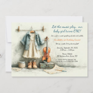 Invitation Petite violoniste – Fille de 1er anniversaire