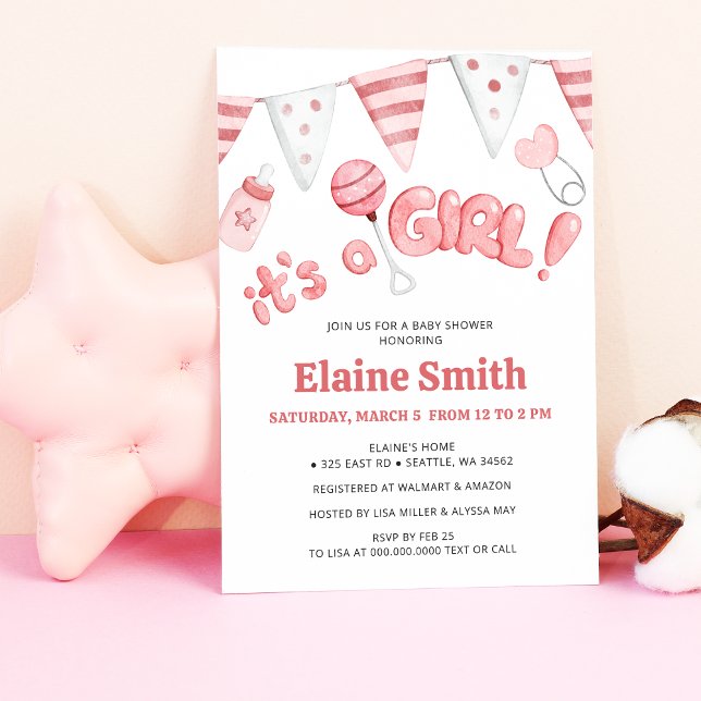 Invitation Petites choses mignonnes C'est un Baby shower de f (Cute Little Things Its a Girl Baby Shower Invitation)