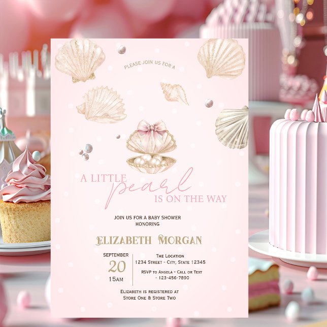 Invitation Petites coquilles de perles points Baby Shower (Créateur téléchargé)