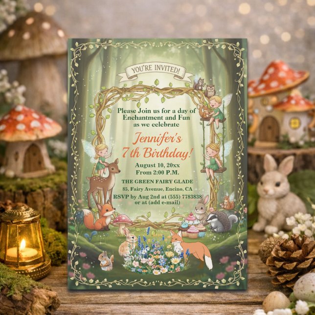 Invitation Petites Fées Forêt Fantaisiste 7e Anniversaire (Créateur téléchargé)