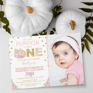 Invitation Petites filles Citrouilles 1er anniversaire Photo