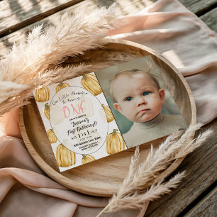 Invitation Petites filles Citrouilles rose automne photo d'an