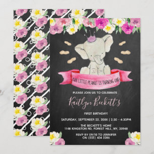 Invitation Petites filles d'arachide 1er anniversaire