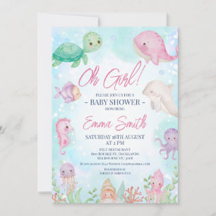 Invitation Petites filles sous le Baby shower marin