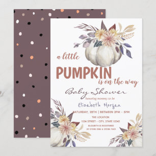 Invitation Petites fleurs Citrouilles, Baby shower de points
