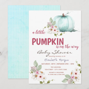 Invitation Petites fleurs Citrouilles, Baby shower pointu