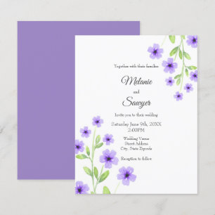 Invitation Petites fleurs d'aquarelle violette