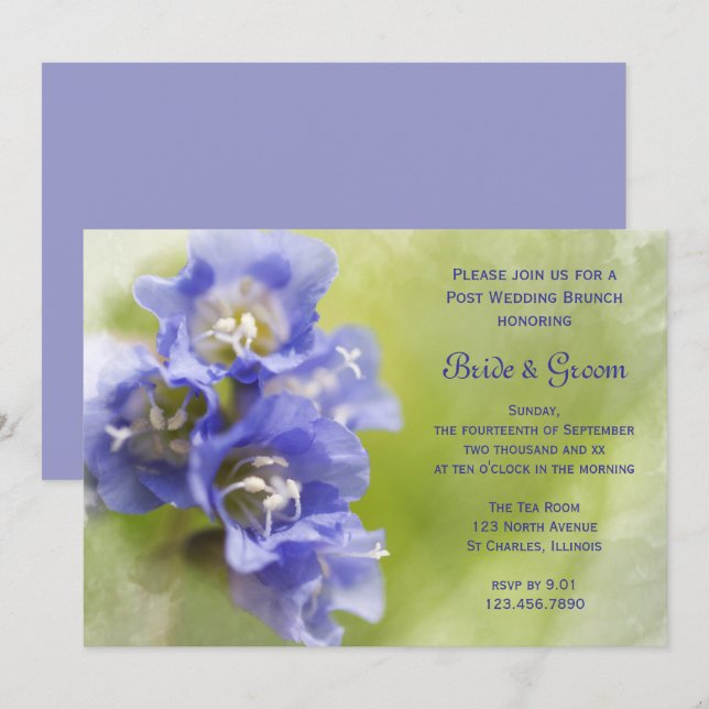 Invitation Petites Fleurs de Jardin Violettes Brunch de Maria (Devant / Derrière)