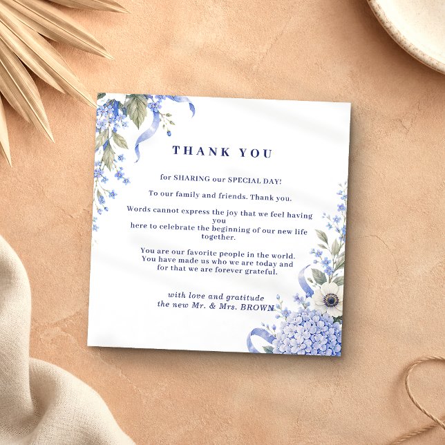 Invitation Petites fleurs de marine bleues merci (Créateur téléchargé)