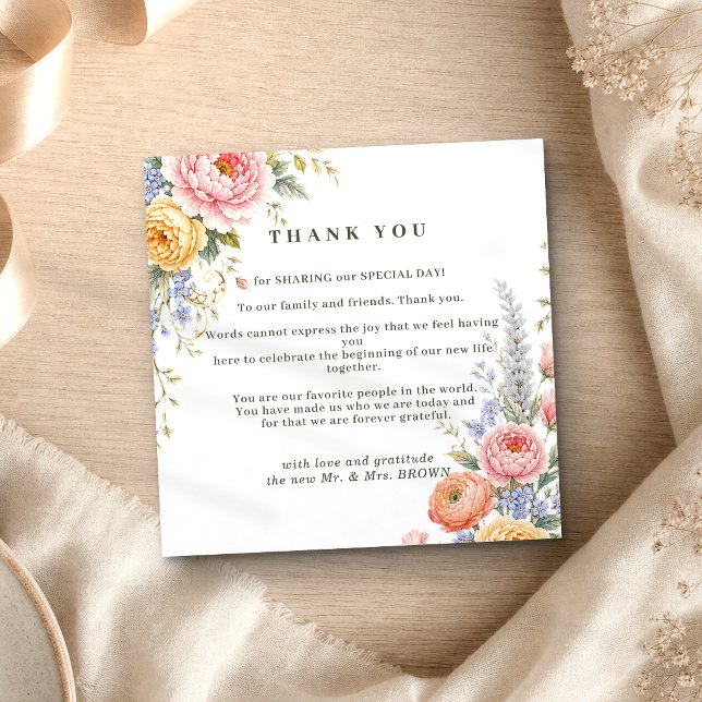 Invitation Petites fleurs pastel rose merci (Créateur téléchargé)