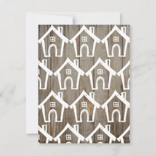 Invitation Petites maisons blanches sur du bois marron Nous a