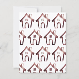 Invitation Petites Maisons Nous Avons Déménagé Rose Gold & Wh