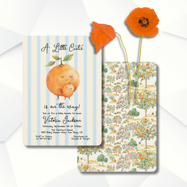Invitation Petites Oranges Cutie Baby shower Toile (Créateur téléchargé)