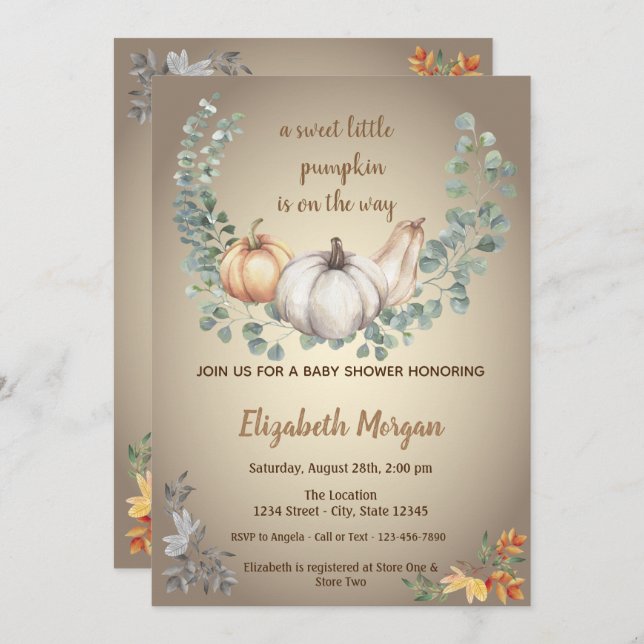 Invitation Petites serviettes, Feuilles, Baby shower d'automn (Devant / Derrière)