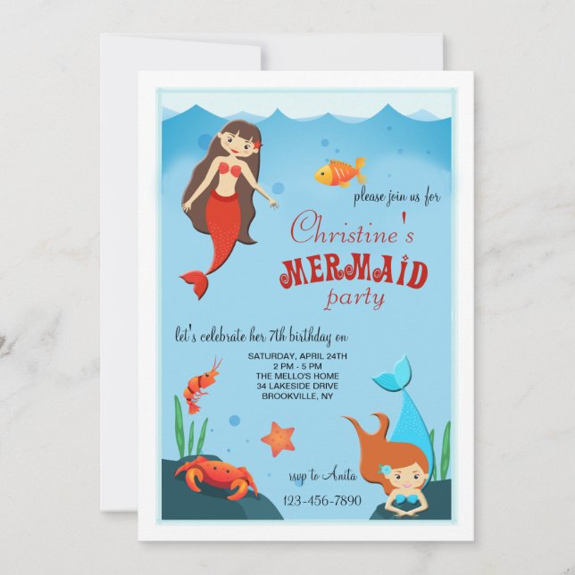 Invitation Petites Sirènes (Devant)