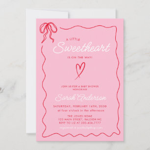 Invitation Petites Valentines adorables Baby shower rouge ros
