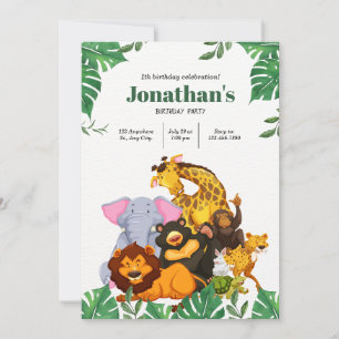 Invitation Petits animaux Jungle Safari 1er anniversaire