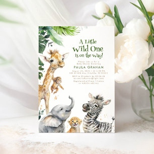 Invitation Petits Animaux Jungle Safari Sauvage Baby shower m